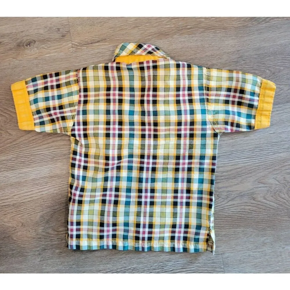 Vintage boys shirt retro plaid western small 12m